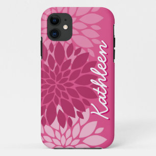 Coque iPhone 11 Joli trio rose floral avec nom