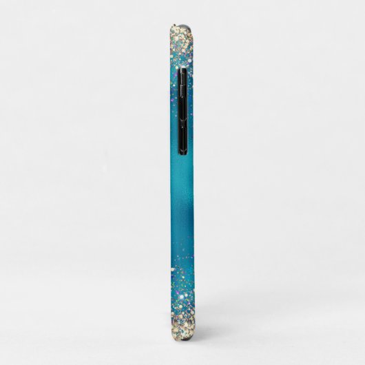 Coques Case-Mate iPhone Joli turquoise or faux parties scintillant monogra (Dos/Gauche)