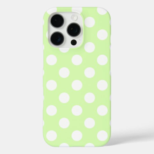 Coques Case-Mate iPhone Joli vert clair avec de grands Pois blancs (Verso)