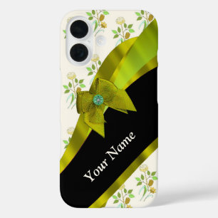 Coques iPhone 16 Joli vert vintage motif floral