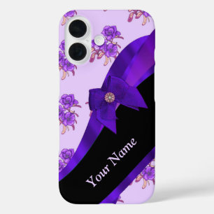 Coques iPhone 16 Joli violet vintage fleuri motif