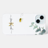 Coques Case-Mate iPhone Jolie abeille monogramme eucalyptus vert blanc (Verso (horizontal))