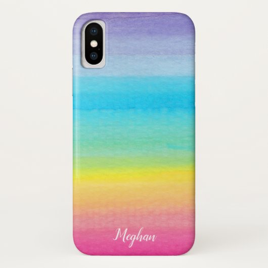 Coques Case-Mate iPhone Jolie aquarelle arc-en-ciel et nom (Dos)
