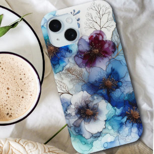 Coque Pour iPhone 15 Jolie aquarelle Cerise Fleurs Bleu et Violet