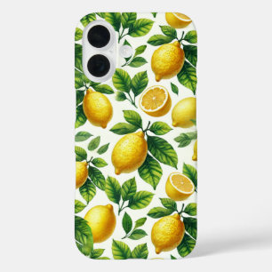 Coques iPhone 16 Jolie aquarelle Citrons Citrus Motif
