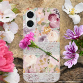 Coques Case-Mate iPhone Jolie aquarelle fleurs avec dentelle Élégant chic
