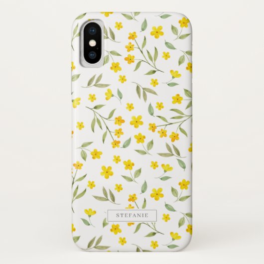 Coques Case-Mate iPhone Jolie aquarelle jaune fleurit Motif (Dos)