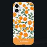 Coques iPhone 16 Plus Jolie aquarelle Orange Citrus Personnalisé<br><div class="desc">Elégantes aquarelles motifs de fruits avec oranges et feuilles,  personnalisées avec votre nom.</div>