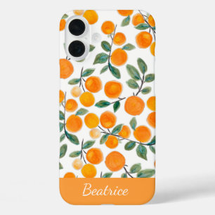 Coques iPhone 16 Plus Jolie aquarelle Orange Citrus Personnalisé