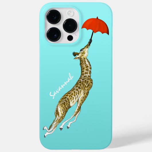 Coques Case-Mate iPhone Jolie couleur Aqua Flying Giraffe Parapluie rouge (Verso)