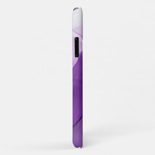 Coques Case-Mate iPhone Jolie encre d'aquarelle violette moderne avec nom (Dos/Droite)