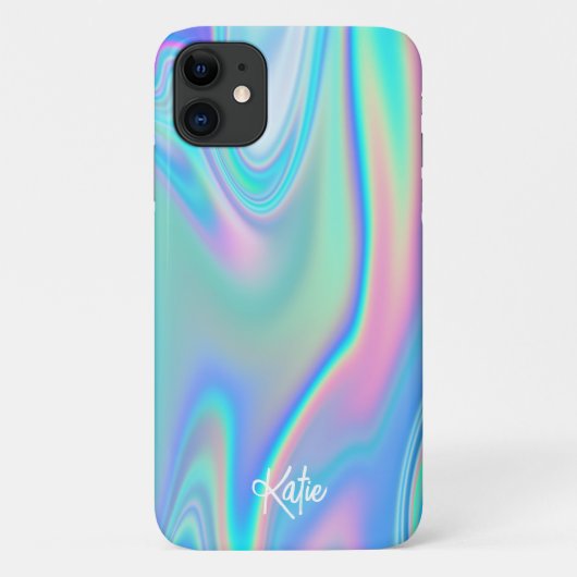 Coques Case-Mate iPhone Jolie Faux Iridescente moderne avec nom (Dos)