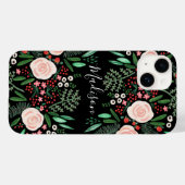 Coques Case-Mate iPhone Jolie Feminine Botanique Noir Roses floraux (Verso (horizontal))