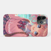 Coques Case-Mate iPhone Jolie fille Anime en Pigtails Roses (Dos (Horizontal))