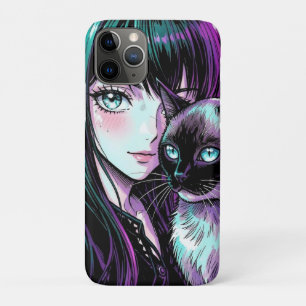Case-Mate iPhone Case Jolie Fille d'Anime et Chat Siamois