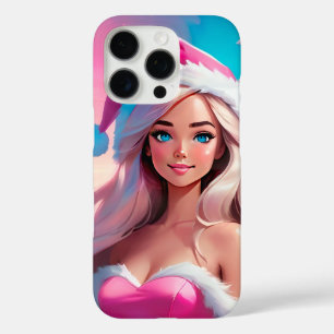 Coques iPhone 16 Pro Jolie Fille de Noël Rose 01