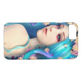 Coques Case-Mate iPhone Jolie fille éthérée avec des fleurs dans ses cheve (Dos (Horizontal))