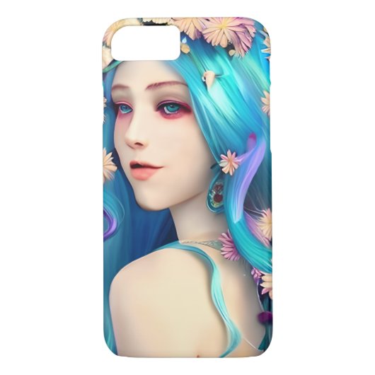 Coques Case-Mate iPhone Jolie fille éthérée avec des fleurs dans ses cheve (Dos)