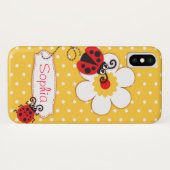 Coques Case-Mate iPhone Jolie fille ladybug nom jaune (Dos (Horizontal))