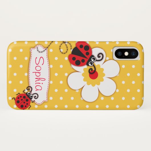 Coques Case-Mate iPhone Jolie fille ladybug nom jaune (Dos (Horizontal))