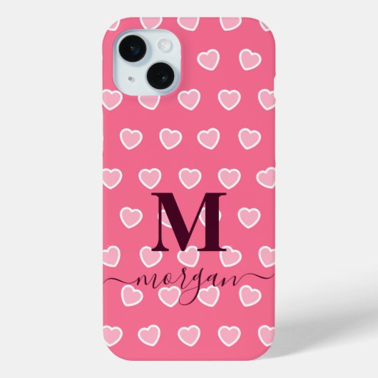 Coques Case-Mate iPhone Jolie fille rose Coeur Nom du monogramme (Verso)