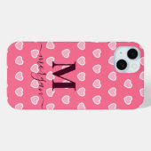 Coques Case-Mate iPhone Jolie fille rose Coeur Nom du monogramme (Verso (horizontal))