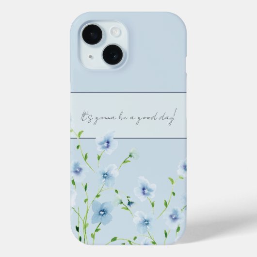 Coques Case-Mate iPhone Jolie fleur bleu aquarelle (Verso)