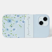 Coques Case-Mate iPhone Jolie fleur bleu aquarelle (Verso (horizontal))