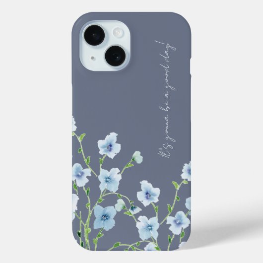 Coques Case-Mate iPhone Jolie fleur bleue aquarelle (Verso)