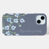 Coques Case-Mate iPhone Jolie fleur bleue aquarelle (Verso (horizontal))