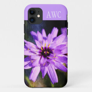 Coque iPhone 11 Jolie fleur de marguerite violette élégante monogr