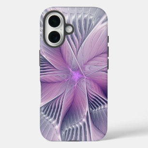 Coques iPhone 16 Jolie fleur rose abstraite moderne art fractal