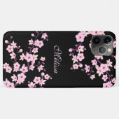 Coques Case-Mate iPhone Jolie florale Fleur de cerise Monogramme (Dos (Horizontal))