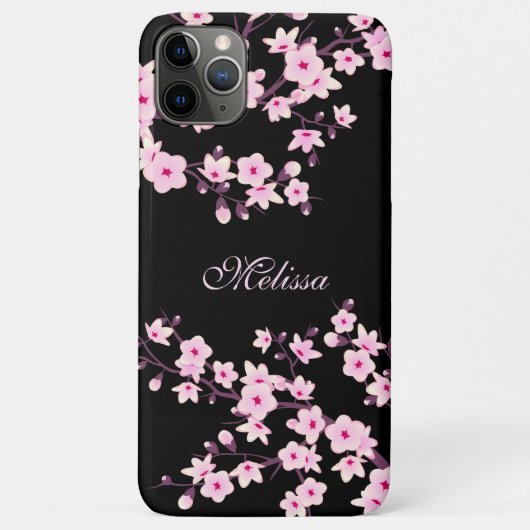 Coques Case-Mate iPhone Jolie florale Fleur de cerise Monogramme (Dos)