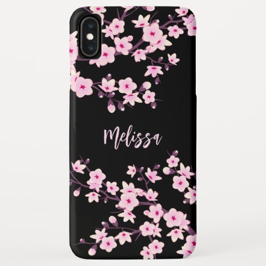 Coques Case-Mate iPhone Jolie florale Fleur de cerise Monogramme (Dos)