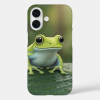 Jolie grenouille verte sur feuille