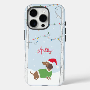 Coques iPhone 16 Pro Jolie Noël Vacances d'hiver Dachshund