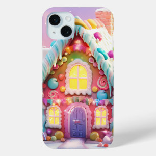 COQUE iPhone 15 MINI JOLIE PASTEL NOËL VACANCES GINGERBREAD MAISON