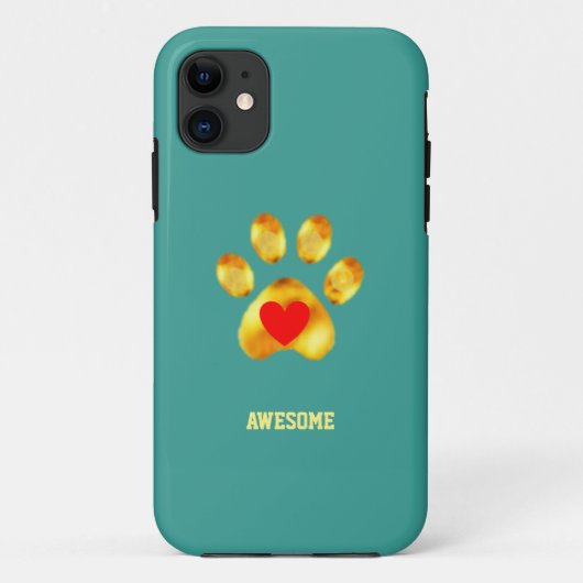 Coques Case-Mate iPhone Jolie patte or sur turquoise turquoise (Dos)