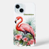 Coques Case-Mate iPhone Jolie plage rose flamingo ajouter nom (Verso)