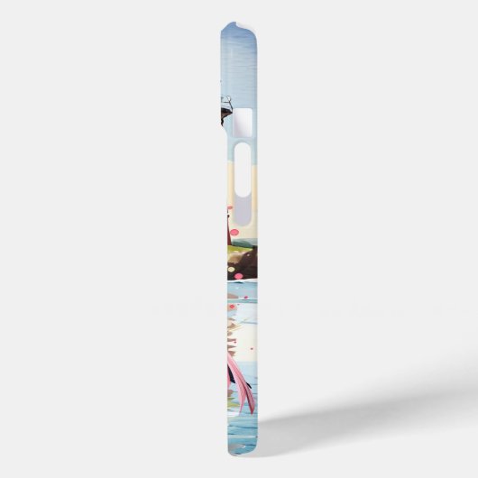 Coques Case-Mate iPhone Jolie plage rose flamingo ajouter nom (Verso / Gauche)