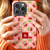 Coques Case-Mate iPhone Jolie Polka Pot Cerises rose Monogramme