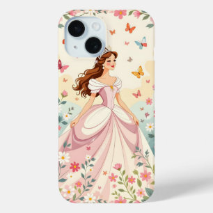 Coque Pour iPhone 15 Jolie princesse avec papillons