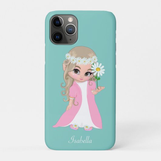 Coques Case-Mate iPhone Jolie princesse tenant une fleur sur Turquoise cla (Dos)