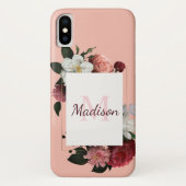 Coques Case-Mate iPhone Jolie rose Roses Fille Floral Nom initial (Dos)