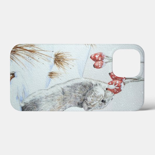 Coques Case-Mate iPhone jolie souris de champ neige d'hiver (Verso (horizontal))