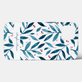 Coques Case-Mate iPhone Jolies branches d'aquarelle - turquoise et rouge (Verso (horizontal))