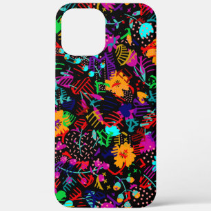 Case-Mate iPhone Case Jolies fleurs abstraites colorées noires