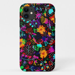 Case-Mate iPhone Case Jolies fleurs abstraites colorées noires