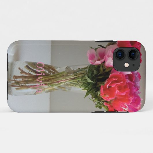 Coques Case-Mate iPhone Jolies Fleurs Pour Février Photo+Nom Personnalisé (Dos (Horizontal))